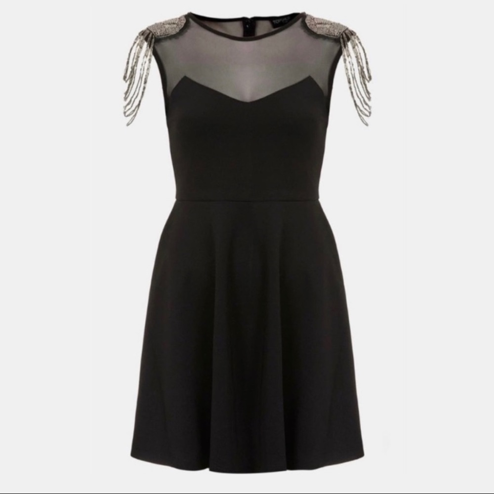Topshop beaded skater dress size 10